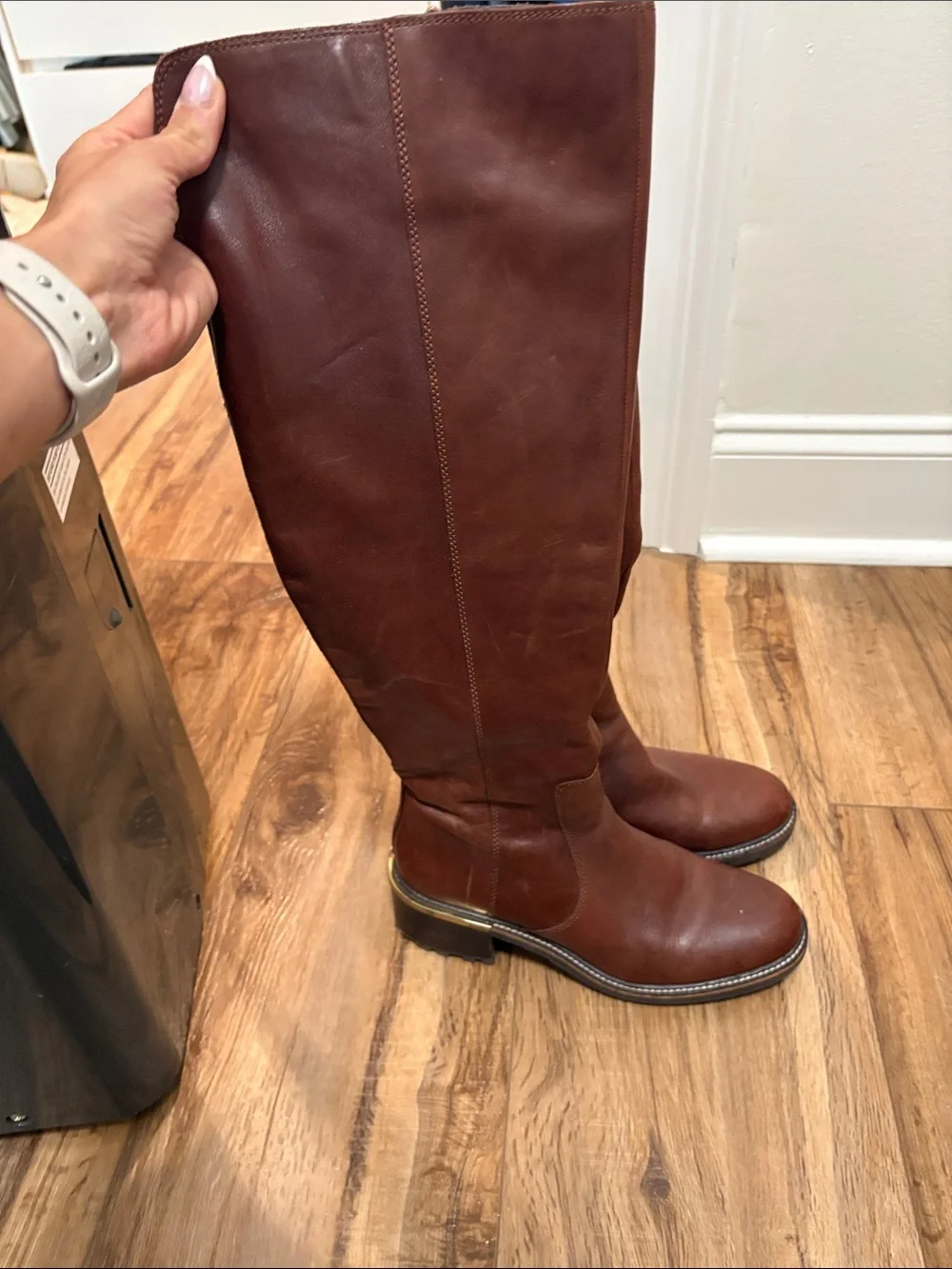 Vince Camuto Chestnut Brown Over-the-Knee Leather Boots
